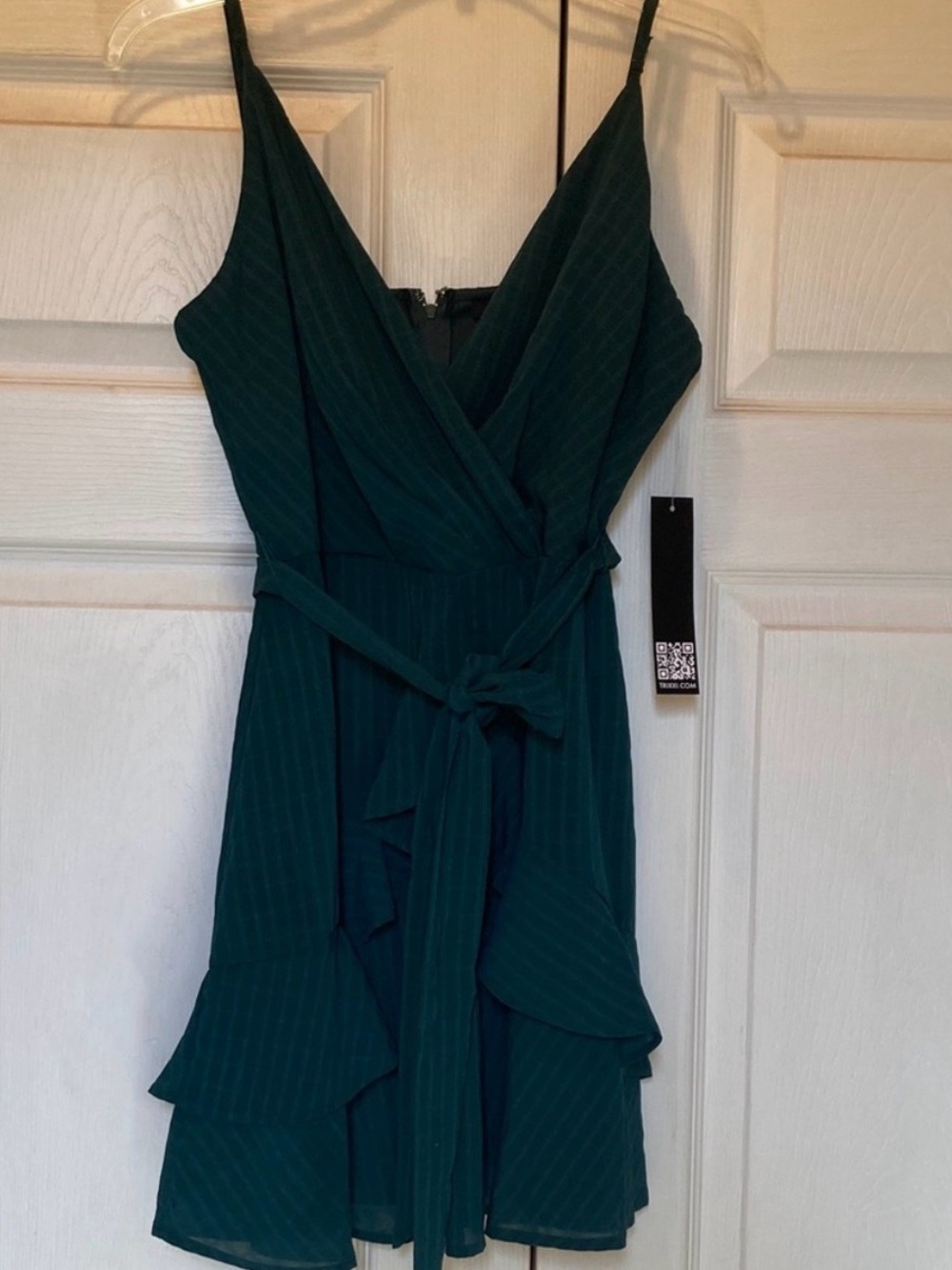 Trixxi Teal V-Neck Ruffle Wrap Dress